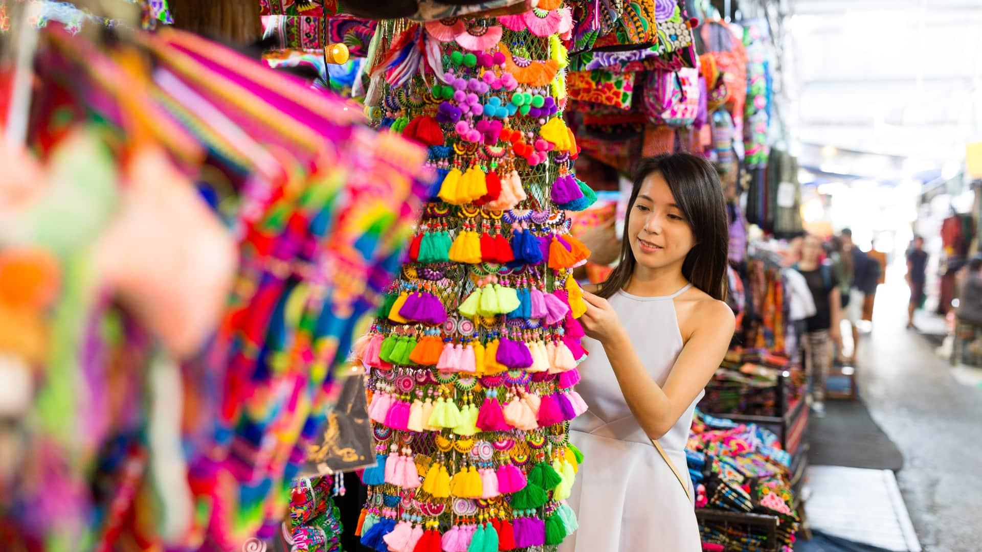 Woman browsing at a street market